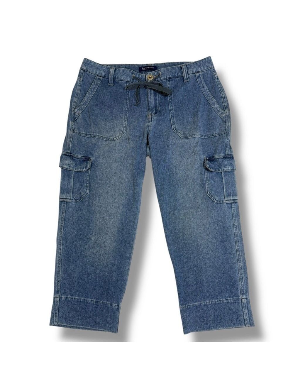 Bandolino Women’s Jenna Cargo Capris Medium Wash Size 8